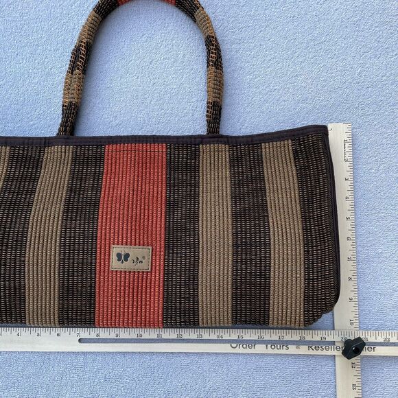 Unique Shoulder Bag Women's Brown Tan Orange Hand Bag 19" x 10" x 2.5" New - Picture 10 of 13